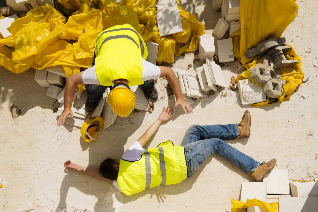 Man is injured on the job. Construction Accident.